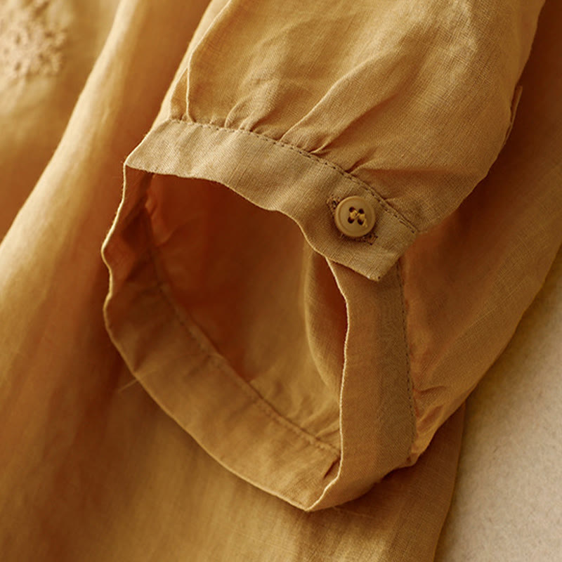 Koszula damska bawełniana z haftem "Buddha Stones Line" z okrągłym dekoltem i krótkim rękawem - image 22