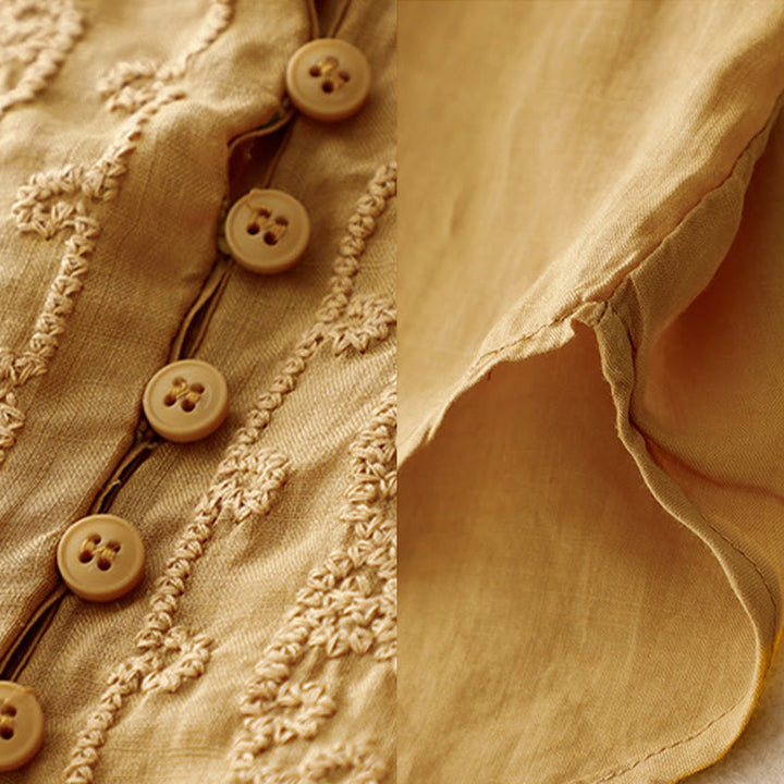 Koszula damska bawełniana z haftem "Buddha Stones Line" z okrągłym dekoltem i krótkim rękawem - image 21