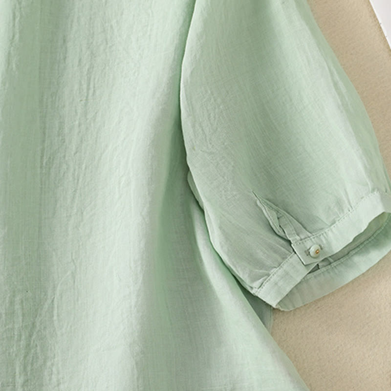 Koszula damska bawełniana z krótkim rękawem i haftem kwiatowym "Buddha Stones Rose" - image 9