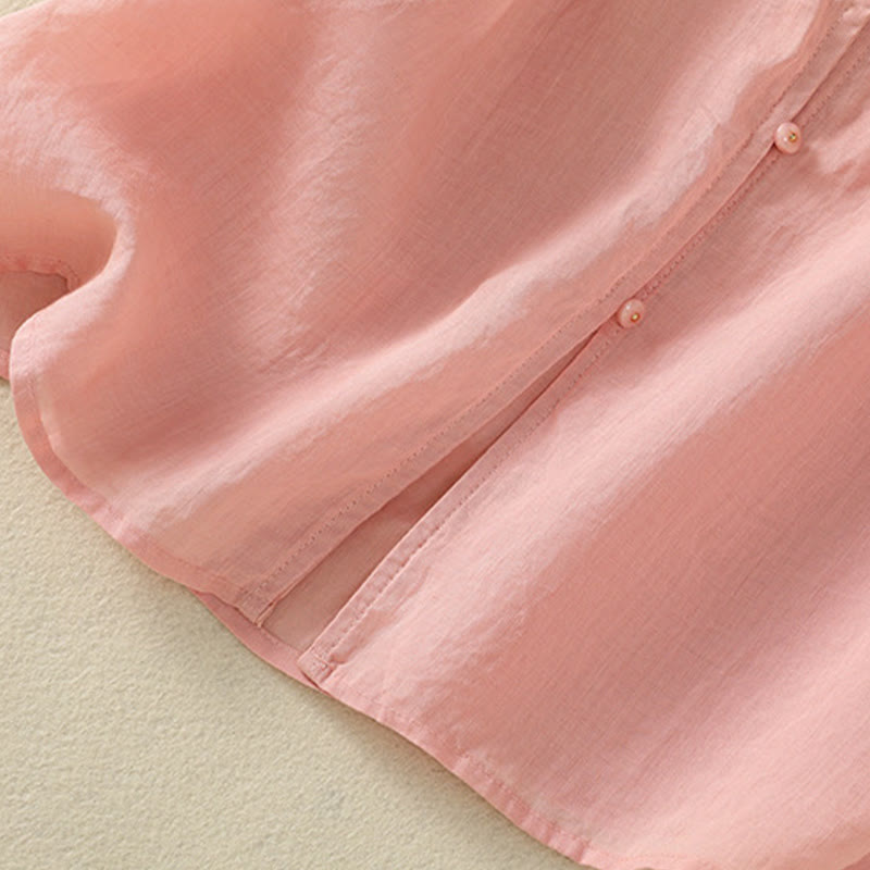 Koszula damska bawełniana z krótkim rękawem i haftem kwiatowym "Buddha Stones Rose" - image 21