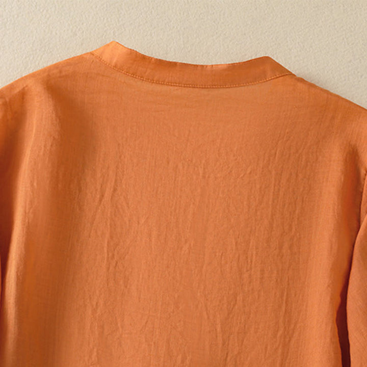 Koszula damska bawełniana z krótkim rękawem i haftem kwiatowym "Buddha Stones Rose" - image 28