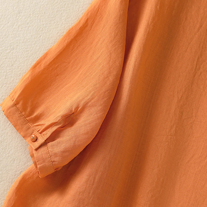 Koszula damska bawełniana z krótkim rękawem i haftem kwiatowym "Buddha Stones Rose" - image 29