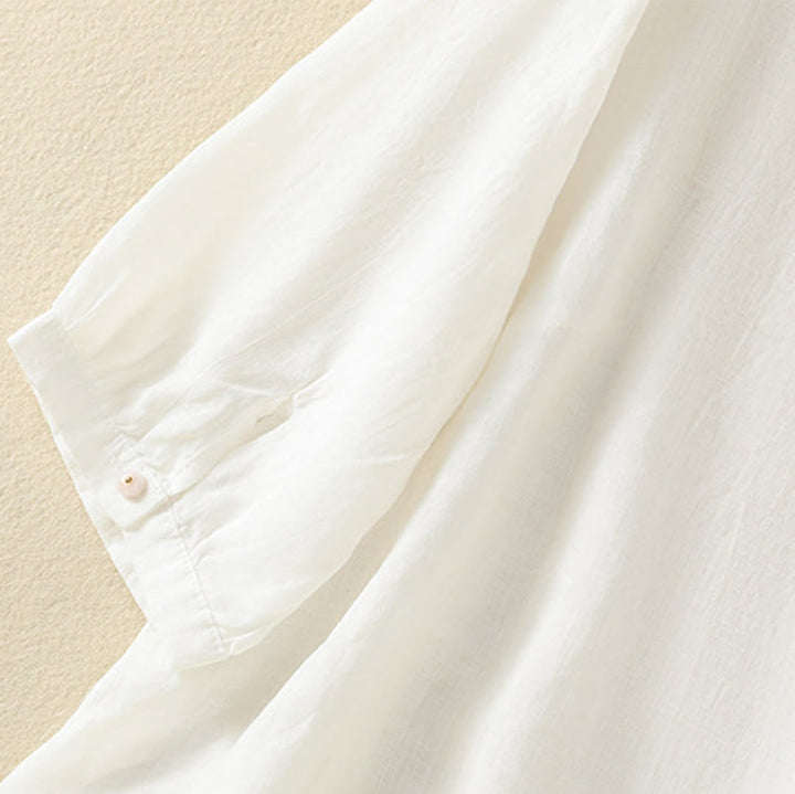 Koszula damska bawełniana z krótkim rękawem i haftem kwiatowym "Buddha Stones Rose" - image 38