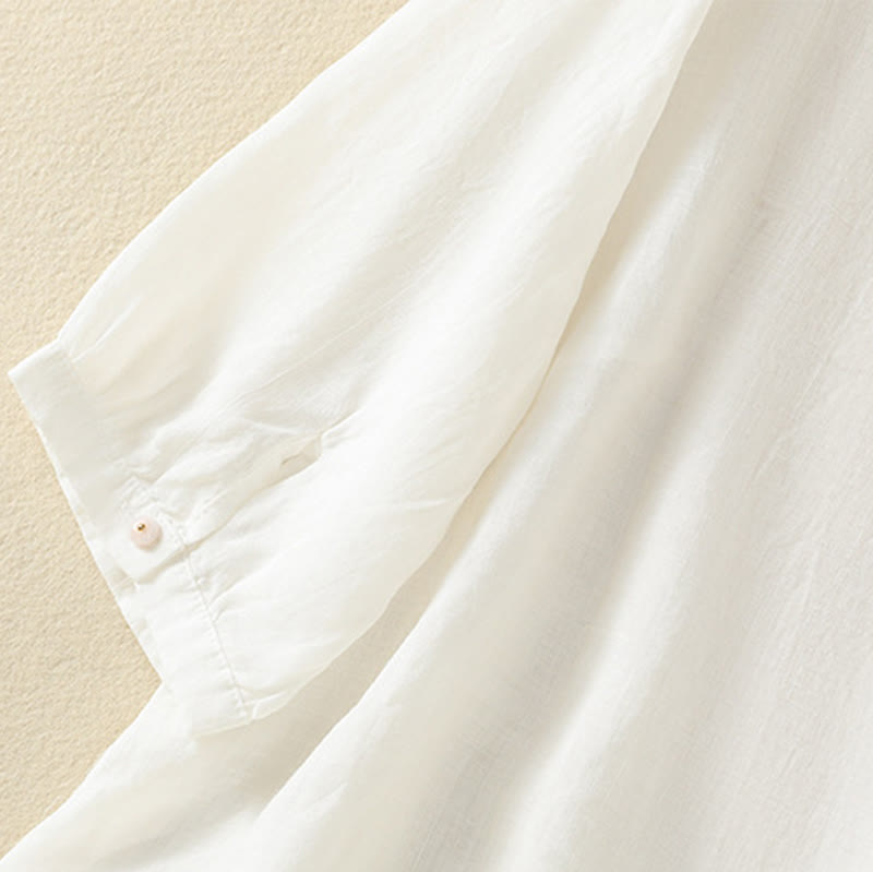 Koszula damska bawełniana z krótkim rękawem i haftem kwiatowym "Buddha Stones Rose" - image 38