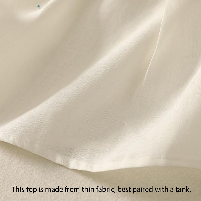 Buddha Stones w stylu retro, damska bawełniana kamizelka bez rękawów z dekoltem w serek i guzikami - image 14