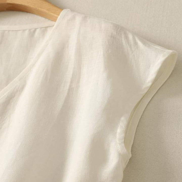 Buddha Stones w stylu retro, damska bawełniana kamizelka bez rękawów z dekoltem w serek i guzikami - image 12