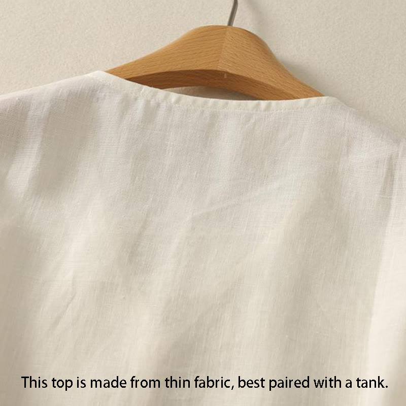 Buddha Stones w stylu retro, damska bawełniana kamizelka bez rękawów z dekoltem w serek i guzikami - image 9