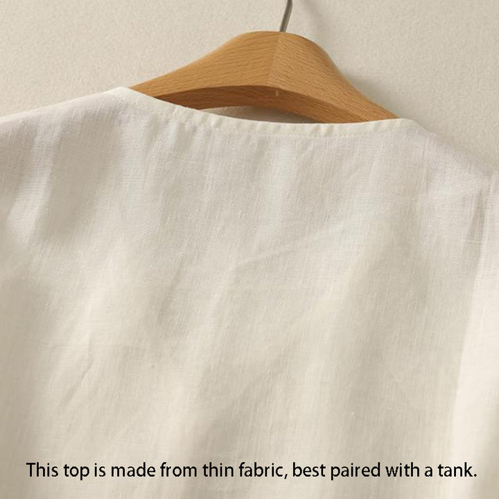 Buddha Stones w stylu retro, damska bawełniana kamizelka bez rękawów z dekoltem w serek i guzikami - image 9