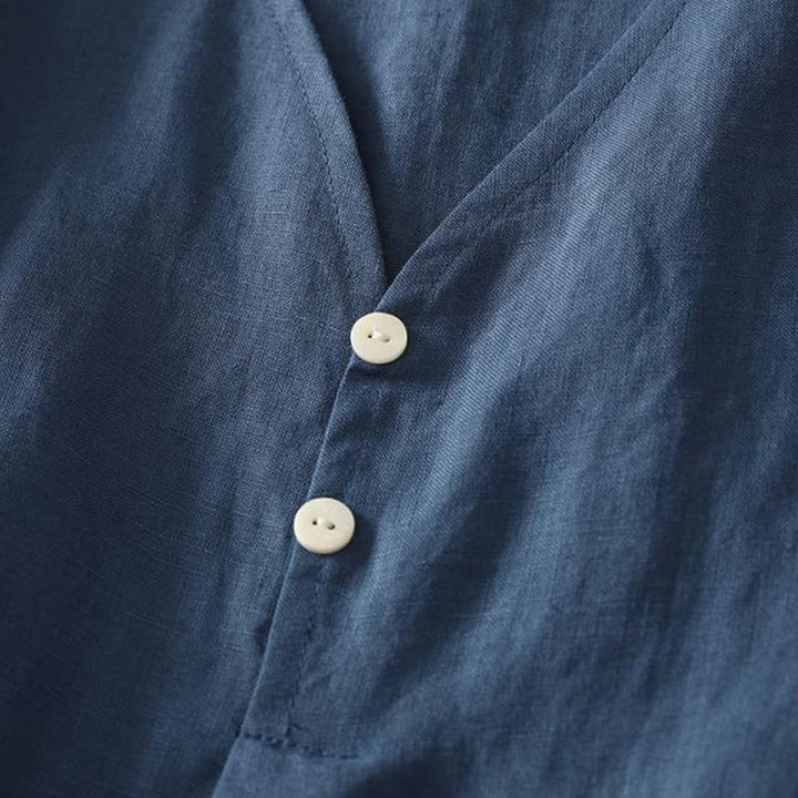 Buddha Stones w stylu retro, damska bawełniana kamizelka bez rękawów z dekoltem w serek i guzikami - image 3