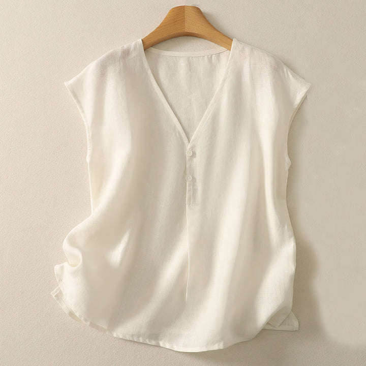 Buddha Stones w stylu retro, damska bawełniana kamizelka bez rękawów z dekoltem w serek i guzikami - Bielizna - US8-10，UK/AU12-14，EU40-42 (2XL) - image 6