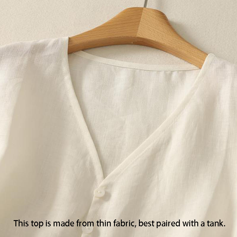 Buddha Stones w stylu retro, damska bawełniana kamizelka bez rękawów z dekoltem w serek i guzikami - image 8