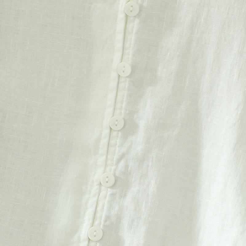 Koszula damska z okrągłym dekoltem w serek i krótkim rękawem "Buddha Stones" z solidnymi guzikami - image 13