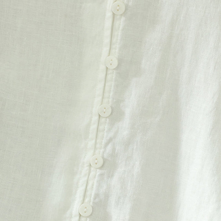 Koszula damska z okrągłym dekoltem w serek i krótkim rękawem "Buddha Stones" z solidnymi guzikami - image 13