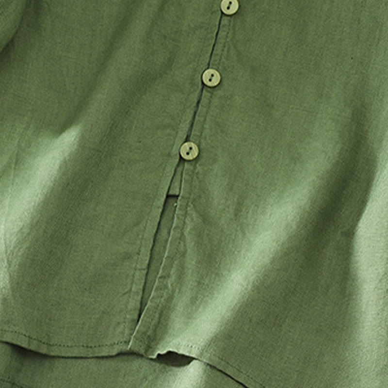 Koszula damska z okrągłym dekoltem w serek i krótkim rękawem "Buddha Stones" z solidnymi guzikami - image 20