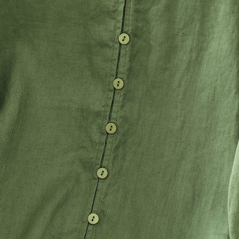 Koszula damska z okrągłym dekoltem w serek i krótkim rękawem "Buddha Stones" z solidnymi guzikami - image 19