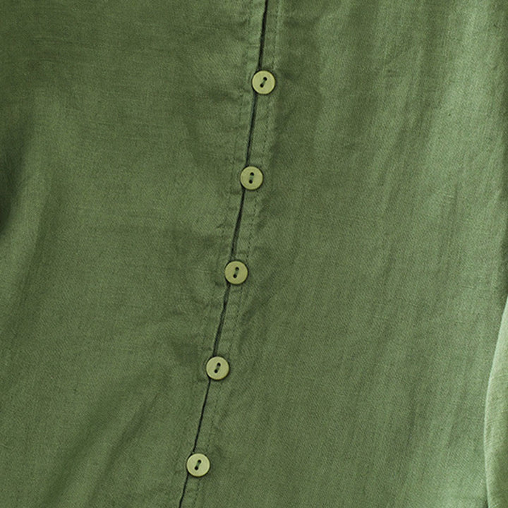 Koszula damska z okrągłym dekoltem w serek i krótkim rękawem "Buddha Stones" z solidnymi guzikami - image 19