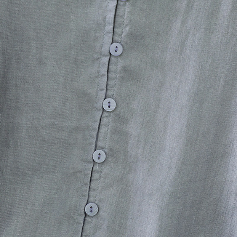 Koszula damska z okrągłym dekoltem w serek i krótkim rękawem "Buddha Stones" z solidnymi guzikami - image 23