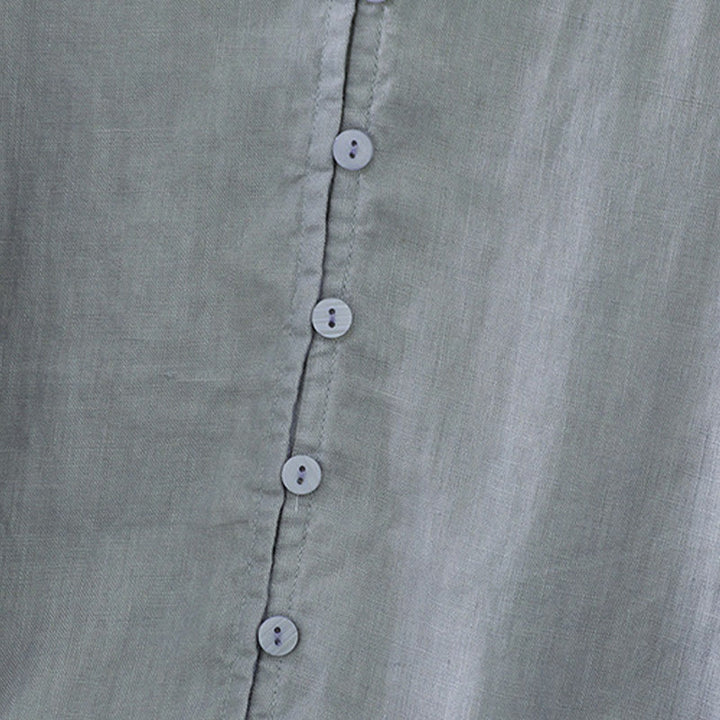 Koszula damska z okrągłym dekoltem w serek i krótkim rękawem "Buddha Stones" z solidnymi guzikami - image 23