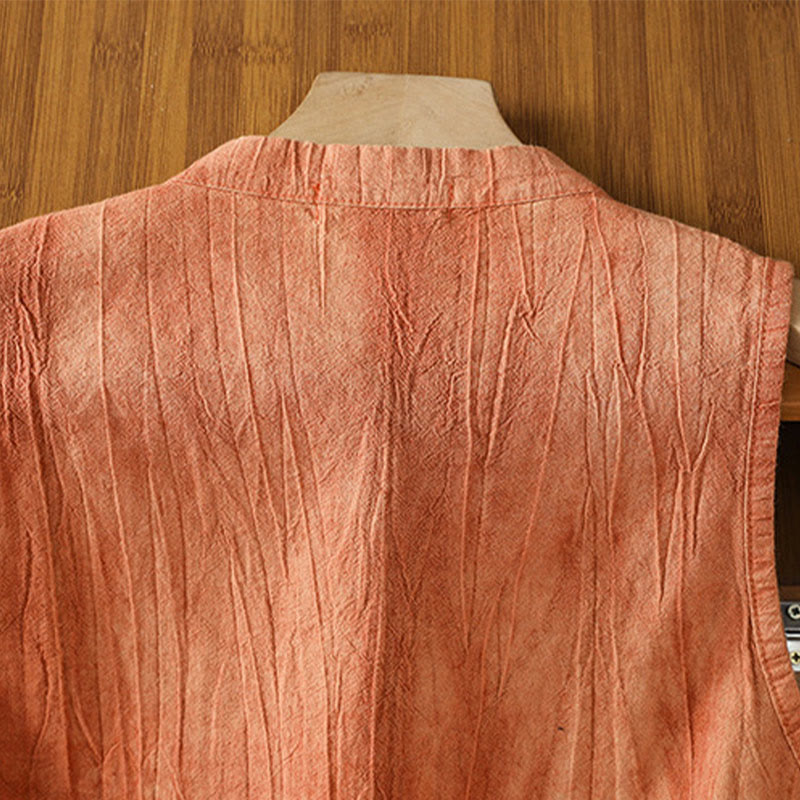 Buddha Stones w stylu retro, damska bawełniana kamizelka bez rękawów z żabą i guzikami - image 5