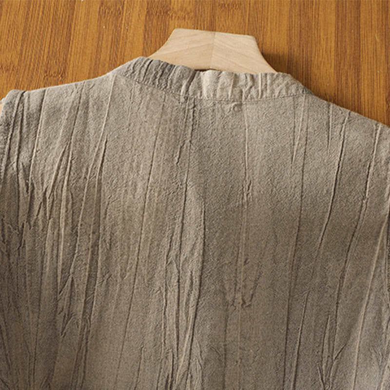 Buddha Stones w stylu retro, damska bawełniana kamizelka bez rękawów z żabą i guzikami - image 20