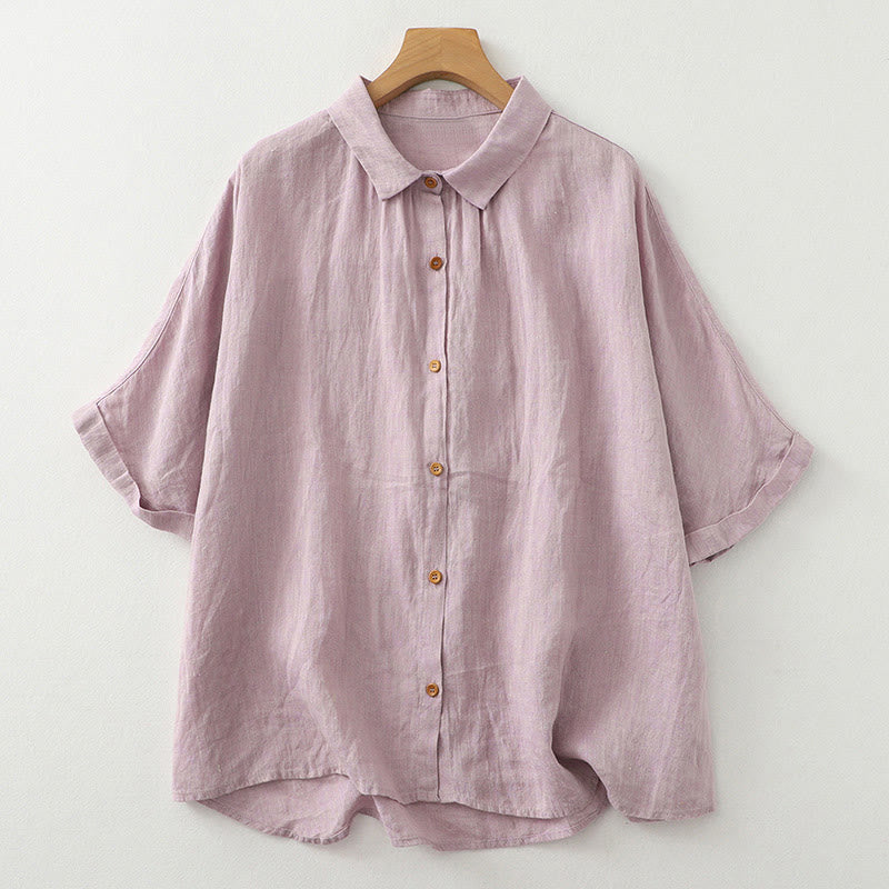 Koszula damska z krótkim rękawem i prostymi guzikami „Buddha Stones” - Oset - US12, UK/AU16, EU44 (2XL) - image 1
