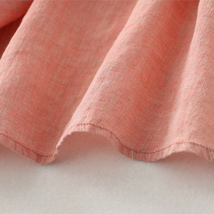 Koszula damska z bawełny i lnu z krótkim rękawem i prostymi guzikami "Buddha Stones" - image 17