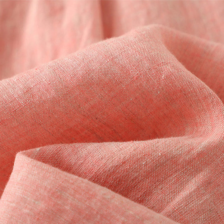 Koszula damska z bawełny i lnu z krótkim rękawem i prostymi guzikami "Buddha Stones" - image 18