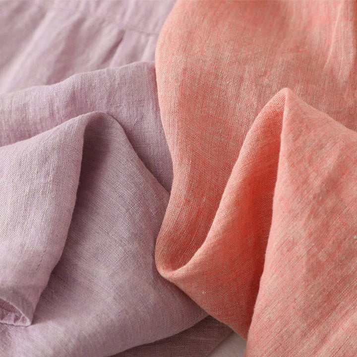 Koszula damska z bawełny i lnu z krótkim rękawem i prostymi guzikami "Buddha Stones" - image 21