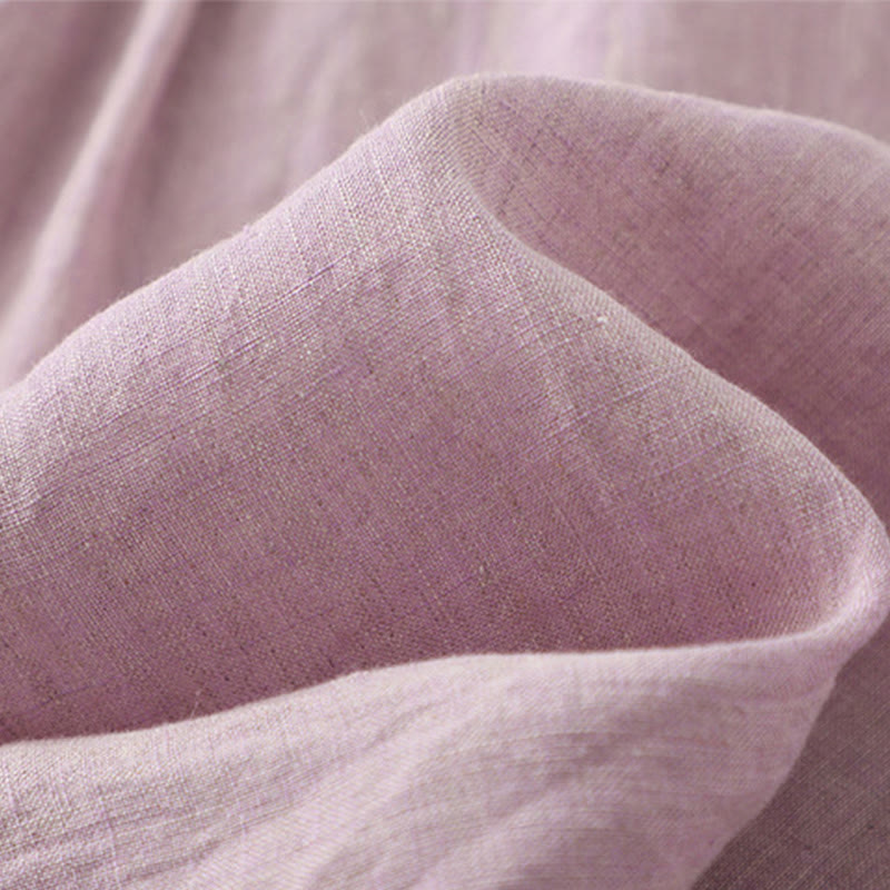 Koszula damska z bawełny i lnu z krótkim rękawem i prostymi guzikami "Buddha Stones" - image 8