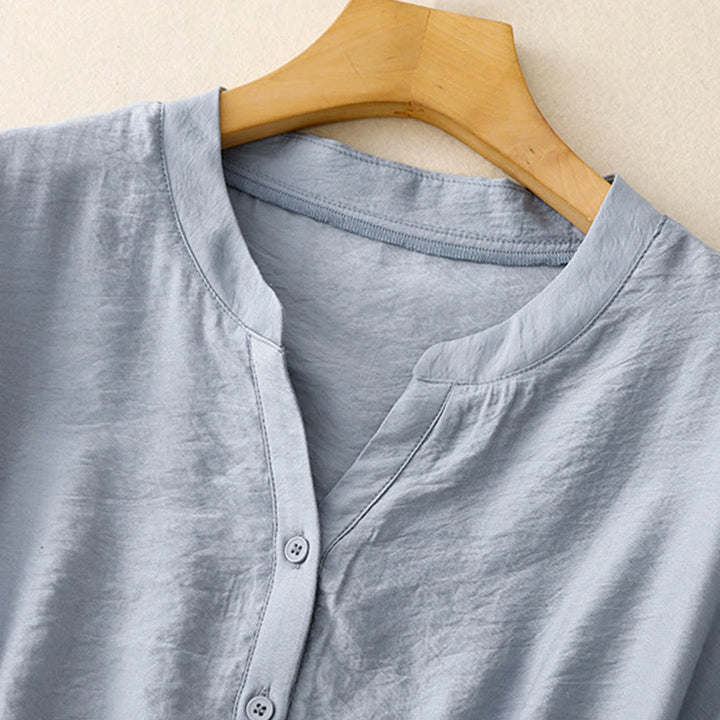 Letnia koszula damska z krótkim rękawem i sznurowaniem z motywem Buddha Stones - image 3