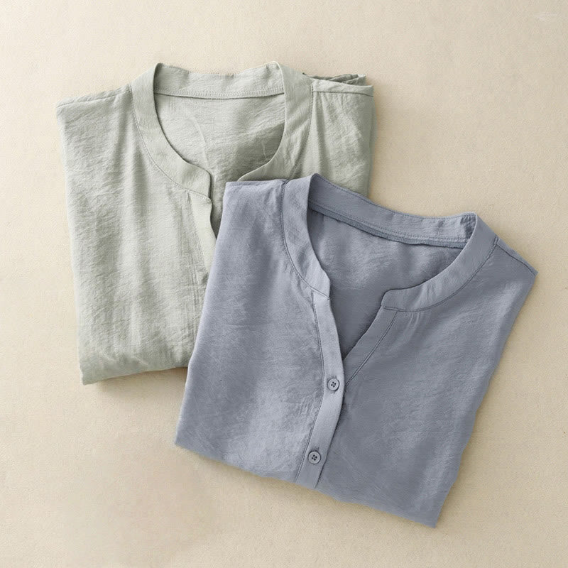 Letnia koszula damska z krótkim rękawem i sznurowaniem z motywem Buddha Stones - image 11