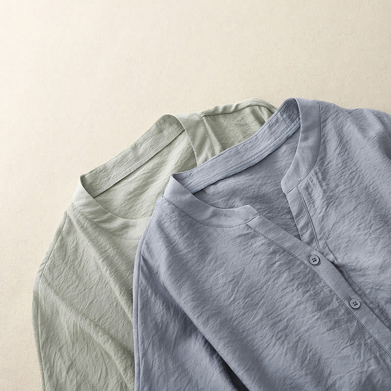 Letnia koszula damska z krótkim rękawem i sznurowaniem z motywem Buddha Stones - image 10