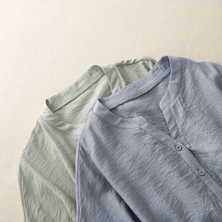 Letnia koszula damska z krótkim rękawem i sznurowaniem z motywem Buddha Stones - image 10