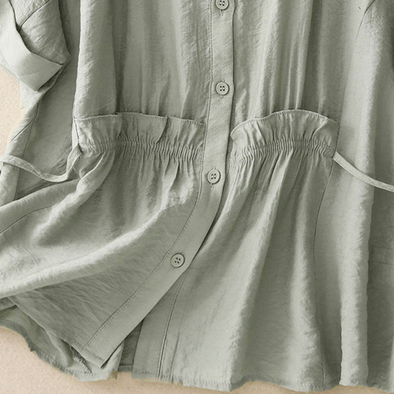 Letnia koszula damska z krótkim rękawem i sznurowaniem z motywem Buddha Stones - image 14