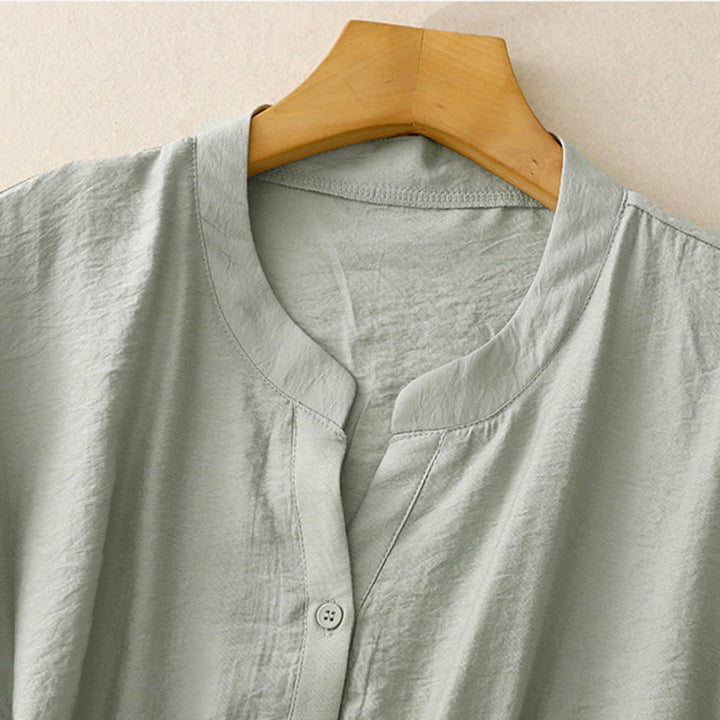 Letnia koszula damska z krótkim rękawem i sznurowaniem z motywem Buddha Stones - image 13