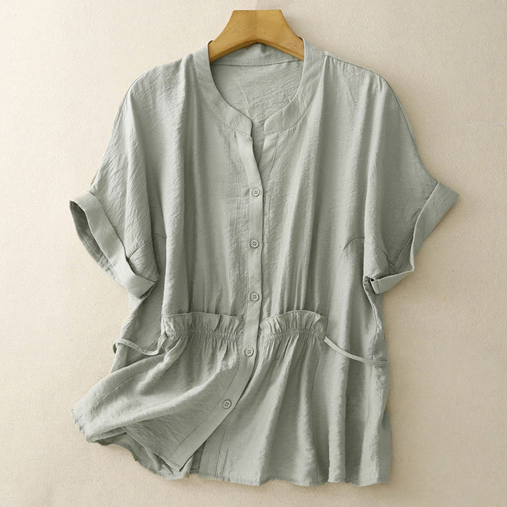 Letnia koszula damska z krótkim rękawem i sznurowaniem z motywem Buddha Stones - DarkSeaGreen - US8-10，UK/AU12-14，EU40-42 (2XL) - image 12