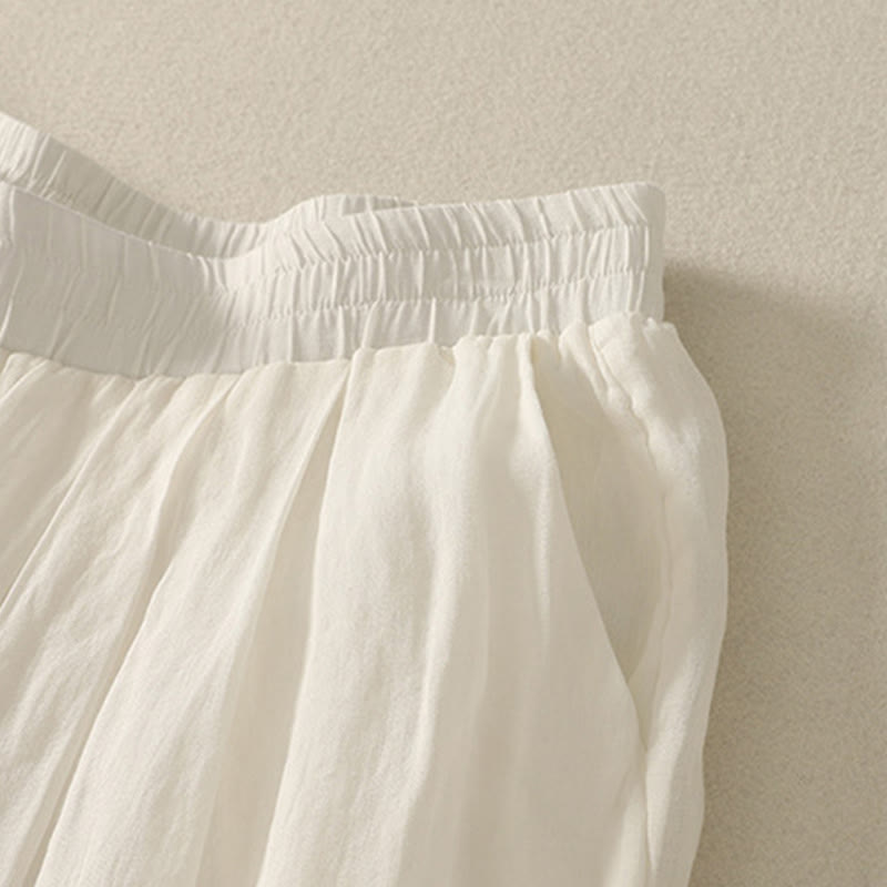 Spodnie damskie z szerokimi nogawkami, bawełniane i lniane, z kieszeniami i elastyczną talią, z Buddha Stones, o długości 7-8 - image 13