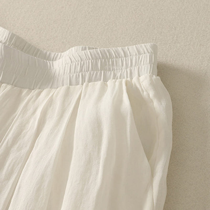 Spodnie damskie z szerokimi nogawkami, bawełniane i lniane, z kieszeniami i elastyczną talią, z Buddha Stones, o długości 7-8 - image 13