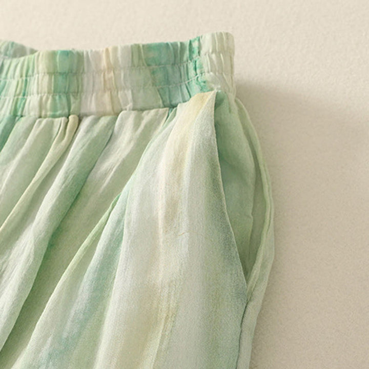 Spodnie damskie z szerokimi nogawkami, bawełniane i lniane, z kieszeniami i elastyczną talią, z Buddha Stones, o długości 7-8 - image 3