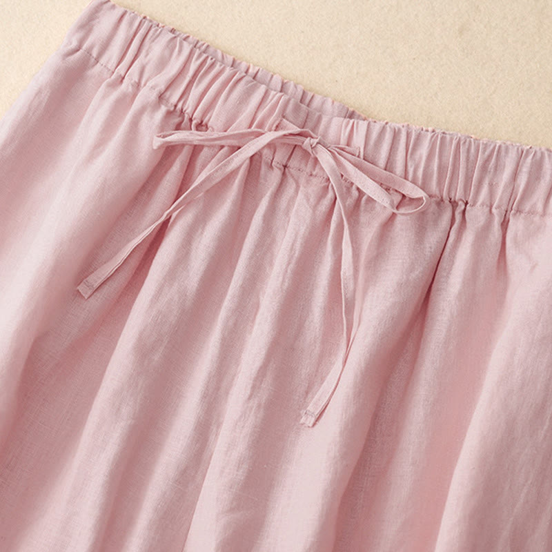 Damskie spodnie Capri z szerokimi nogawkami i kieszeniami, letnie, z elastyczną talią i kamieniami Buddha Stones - image 7