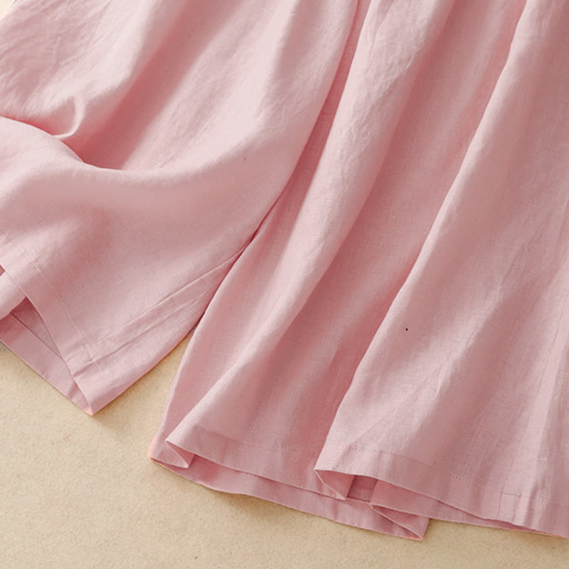 Damskie spodnie Capri z szerokimi nogawkami i kieszeniami, letnie, z elastyczną talią i kamieniami Buddha Stones - image 8