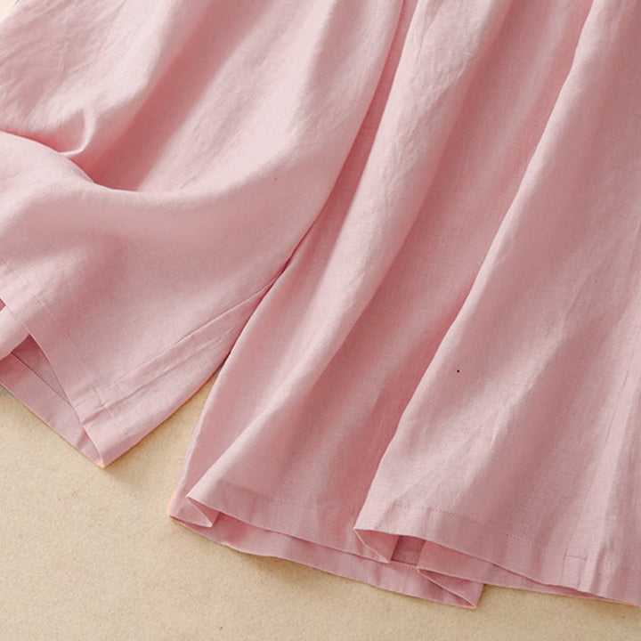 Damskie spodnie Capri z szerokimi nogawkami i kieszeniami, letnie, z elastyczną talią i kamieniami Buddha Stones - image 8