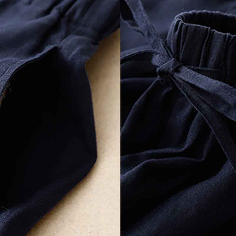 Damskie spodnie Capri z szerokimi nogawkami i kieszeniami, letnie, z elastyczną talią i kamieniami Buddha Stones - image 14