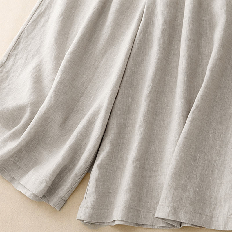 Damskie spodnie Capri z szerokimi nogawkami i kieszeniami, letnie, z elastyczną talią i kamieniami Buddha Stones - image 21