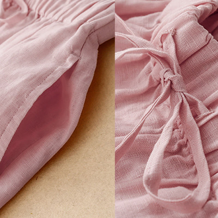 Damskie spodnie Capri z szerokimi nogawkami i kieszeniami, letnie, z elastyczną talią i kamieniami Buddha Stones - image 23