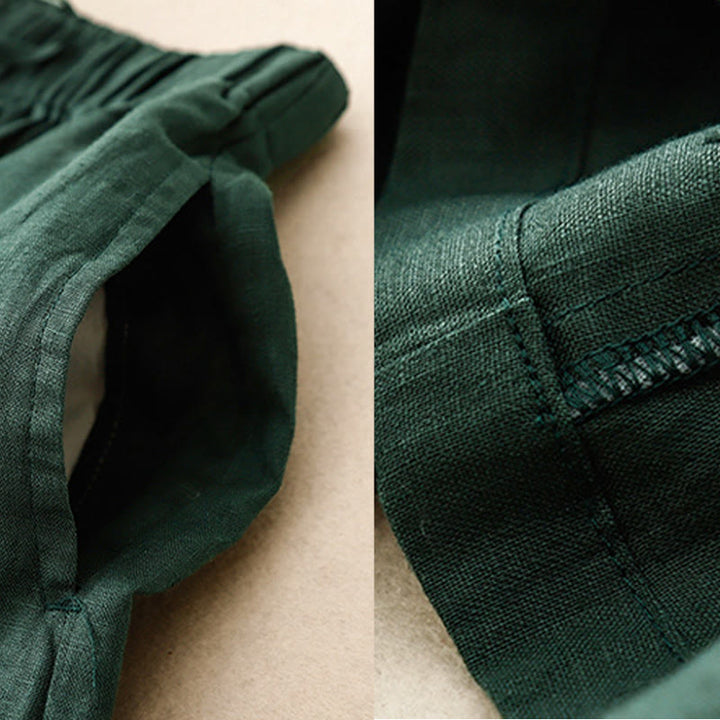 Damskie spodnie Capri z szerokimi nogawkami i kieszeniami, letnie, z elastyczną talią i kamieniami Buddha Stones - image 25