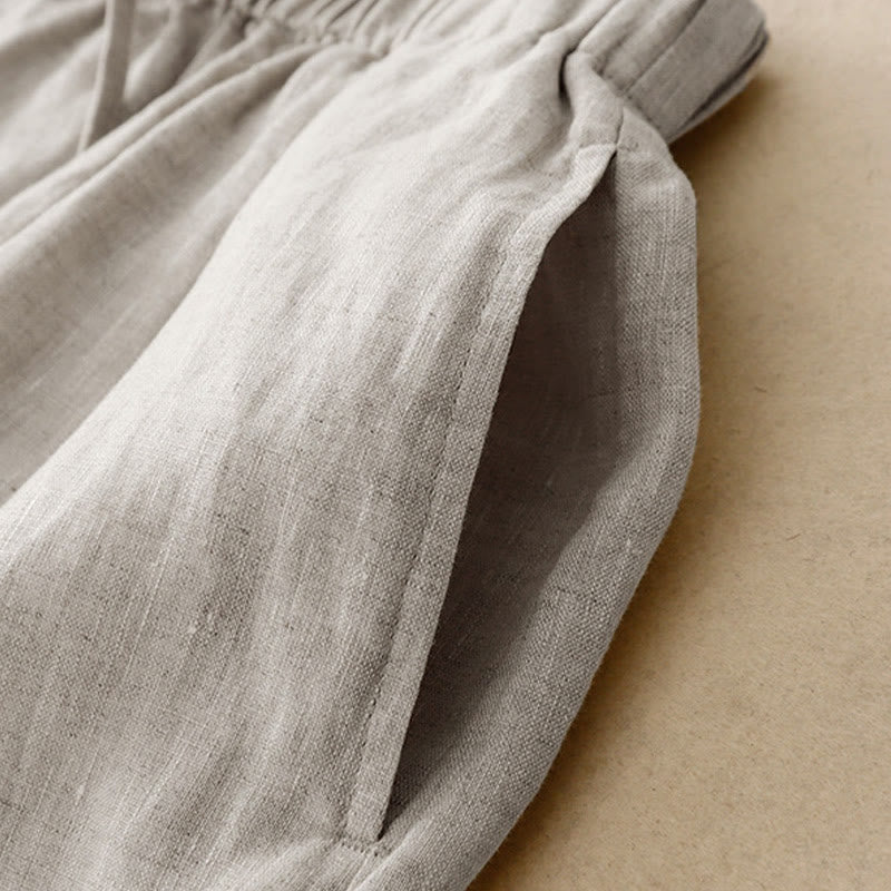 Damskie spodnie Capri z szerokimi nogawkami i kieszeniami, letnie, z elastyczną talią i kamieniami Buddha Stones - image 19