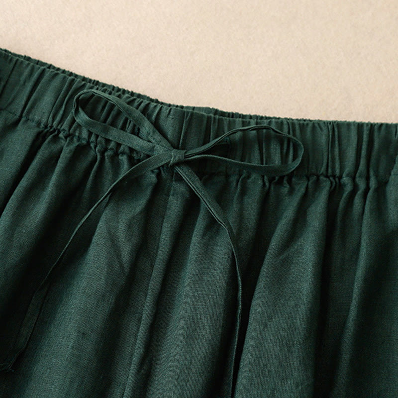 Damskie spodnie Capri z szerokimi nogawkami i kieszeniami, letnie, z elastyczną talią i kamieniami Buddha Stones - image 26