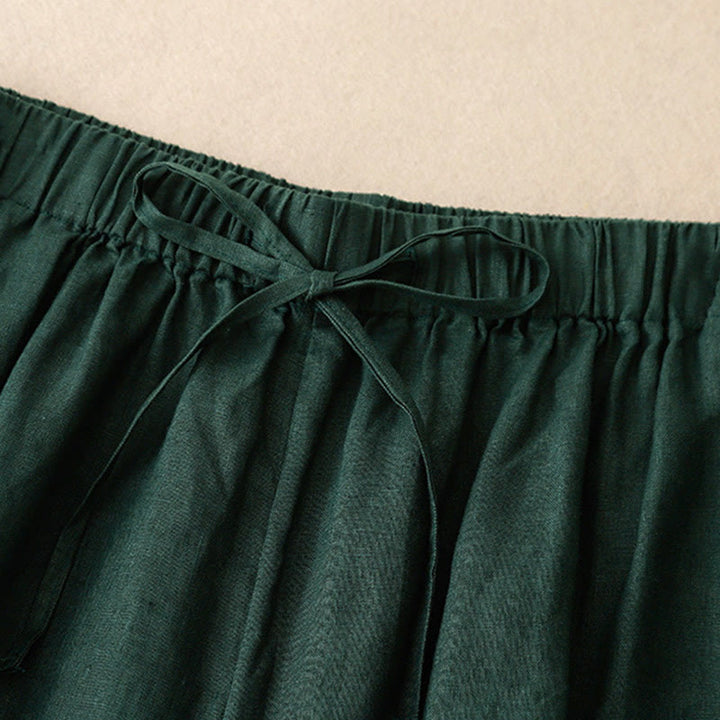 Damskie spodnie Capri z szerokimi nogawkami i kieszeniami, letnie, z elastyczną talią i kamieniami Buddha Stones - image 26