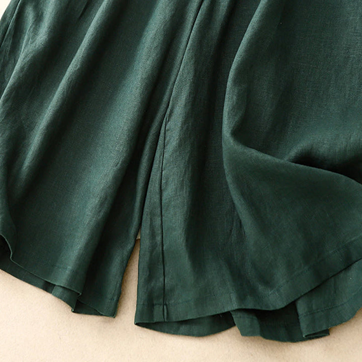 Damskie spodnie Capri z szerokimi nogawkami i kieszeniami, letnie, z elastyczną talią i kamieniami Buddha Stones - image 27